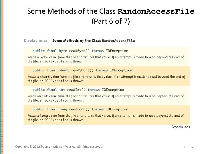 Some Methods of the Class Random. Access. File (Part 6 of 7) Copyright ©