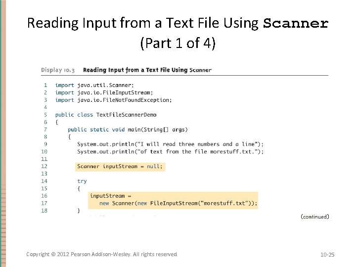 Reading Input from a Text File Using Scanner (Part 1 of 4) Copyright ©