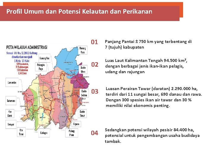 Profil Umum dan Potensi Kelautan dan Perikanan 01 Panjang Pantai ± 750 km yang