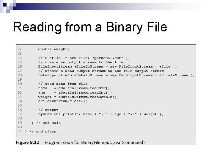 Reading from a Binary File Reading from a Binary File