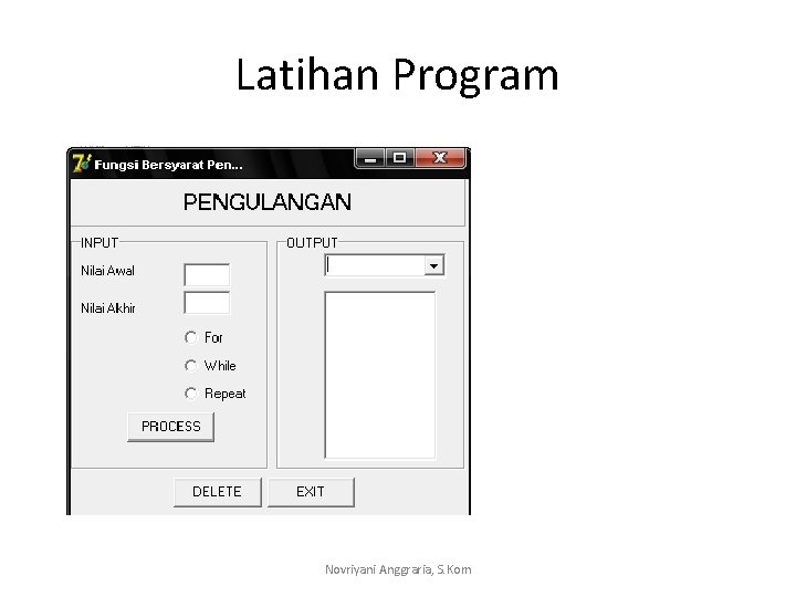 Latihan Program Novriyani Anggraria, S. Kom 