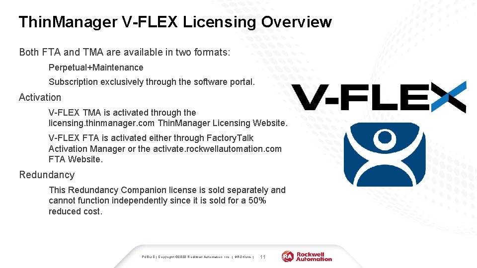 Thin. Manager V-FLEX Licensing Overview Both FTA and TMA are available in two formats: