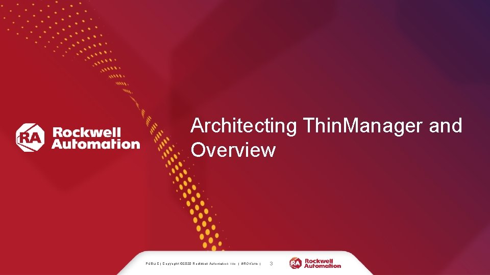 Architecting Thin. Manager and Overview PUBLIC | Copyright © 2020 Rockwell Automation, Inc. |