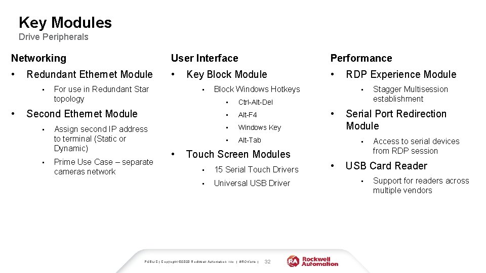 Key Modules Drive Peripherals Networking User Interface Performance • • • Redundant Ethernet Module