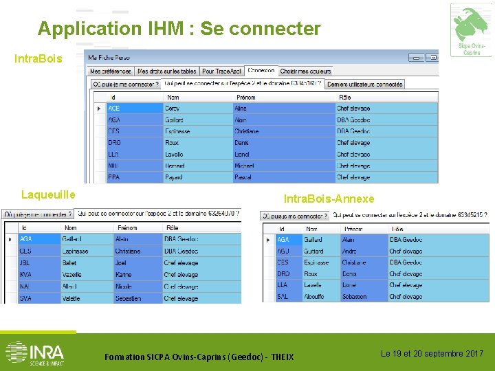 Application IHM : Se connecter Intra. Bois Laqueuille Intra. Bois-Annexe Formation SICPA Ovins-Caprins (Geedoc)