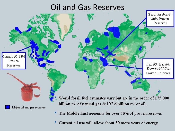 Oil and Gas Reserves Canada #2 12% Proven Reserves Saudi Arabia #1 20% Proven