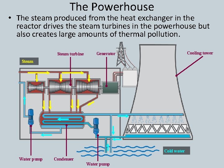 The Powerhouse • The steam produced from the heat exchanger in the reactor drives