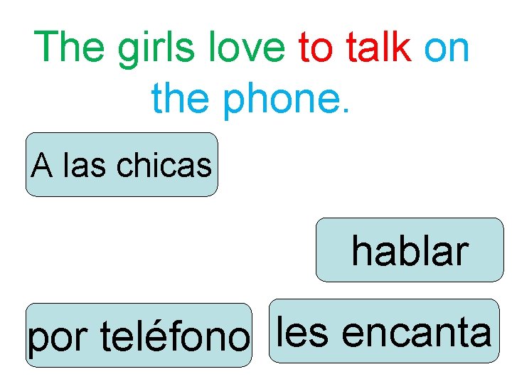 The girls love to talk on the phone. A las chicas hablar por teléfono