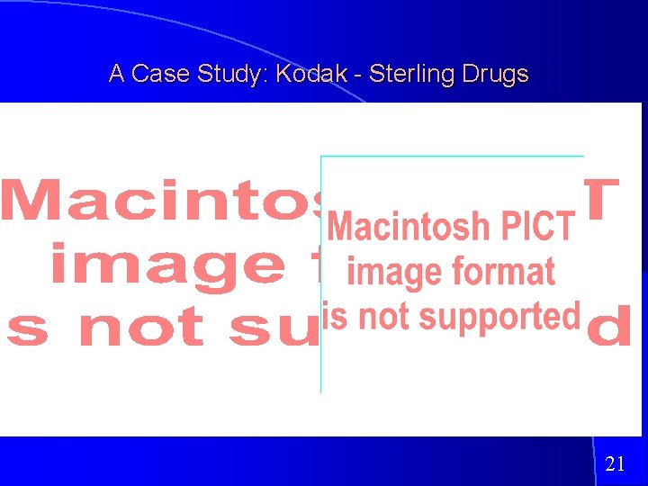 A Case Study: Kodak - Sterling Drugs Eastman Kodak’s Great Victory 21 