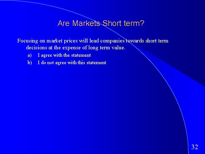 Are Markets Short term? Focusing on market prices will lead companies towards short term