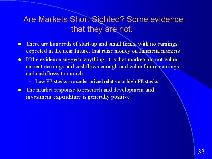 Are Markets Short Sighted? Some evidence that they are not. . There are hundreds