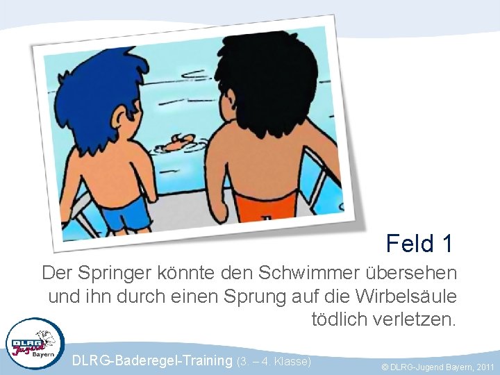 Feld 1 Der Springer könnte den Schwimmer übersehen und ihn durch einen Sprung auf