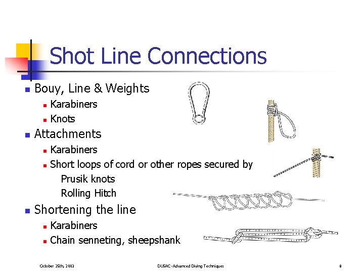 Shot Line Connections n Bouy, Line & Weights n n n Attachments n n