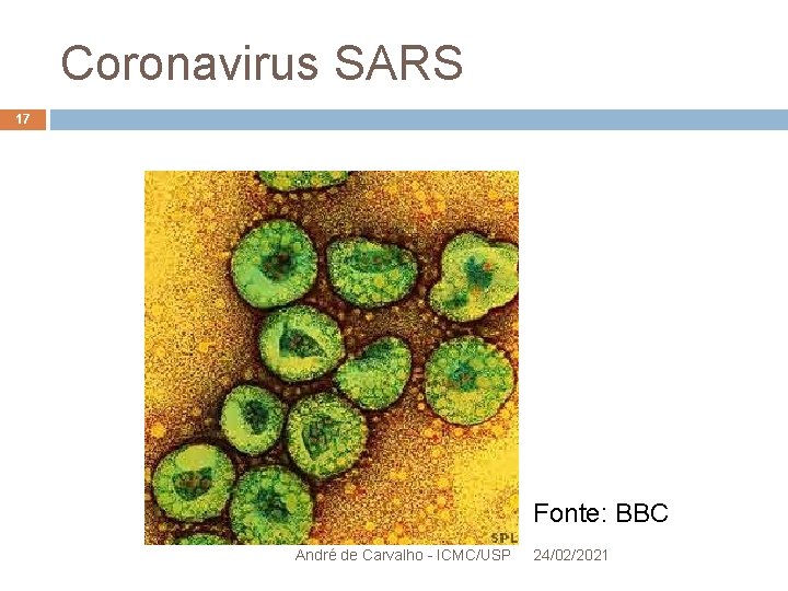 Coronavirus SARS 17 Fonte: BBC André de Carvalho - ICMC/USP 24/02/2021 