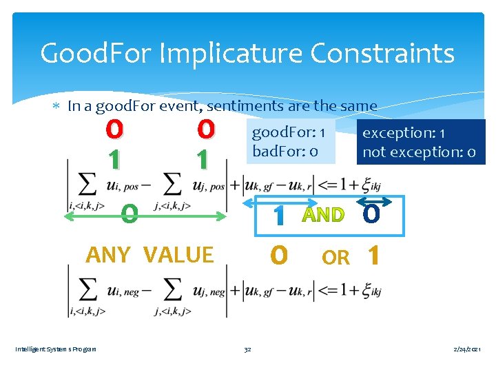 Good. For Implicature Constraints In a good. For event, sentiments are the same 0