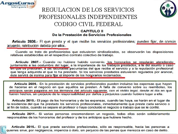 REGULACION DE LOS SERVICIOS PROFESIONALES INDEPENDIENTES CODIGO CIVIL FEDERAL 