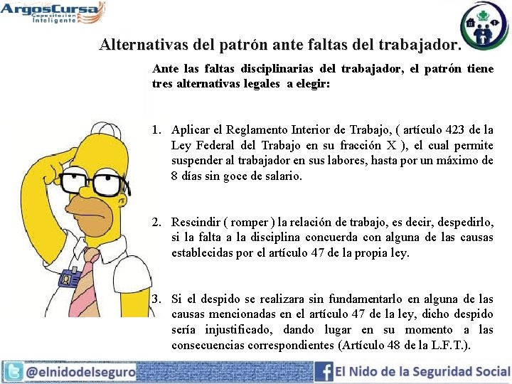 Alternativas del patrón ante faltas del trabajador. Ante las faltas disciplinarias del trabajador, el