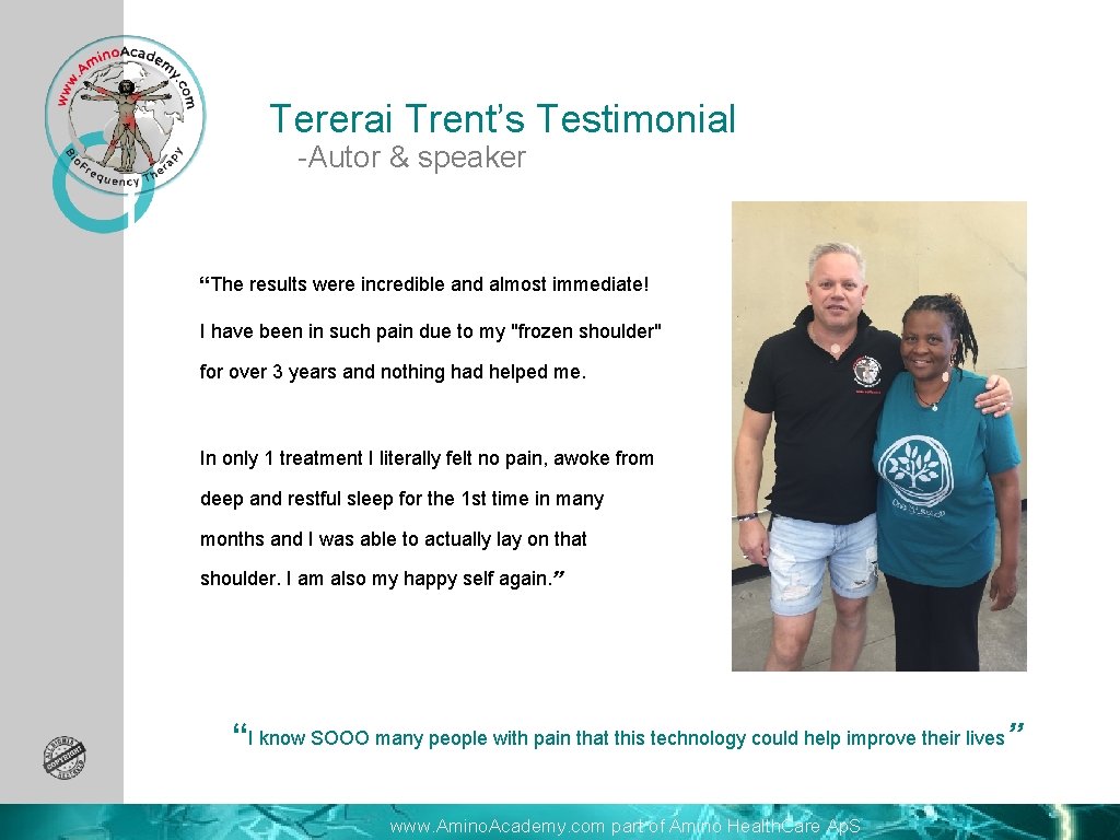 Tererai Trent’s Testimonial -Autor & speaker “The results were incredible and almost immediate! I