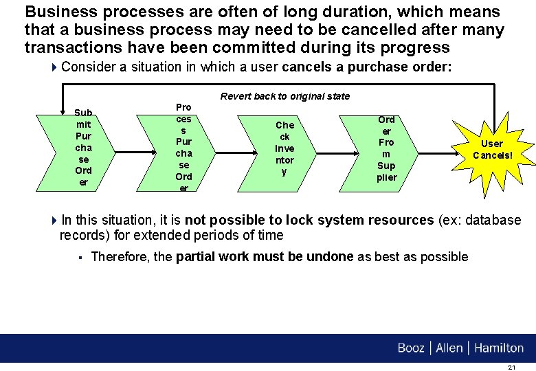 Business processes are often of long duration, which means that a business process may