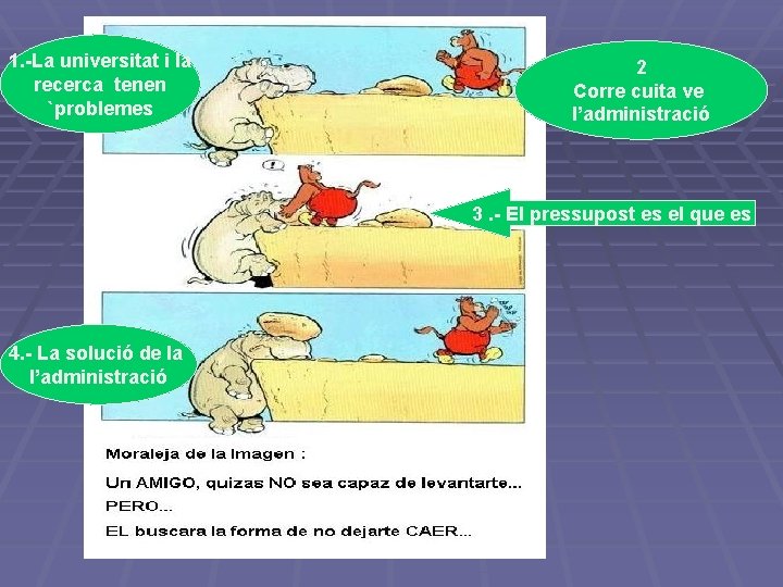 1. -La universitat i la recerca tenen `problemes 2 Corre cuita ve l’administració 3.