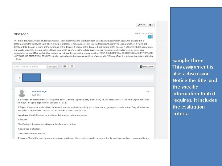 Sample Three This assignment is also a discussion Notice the title and the specific