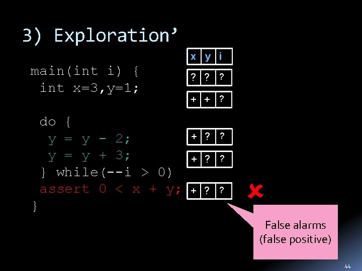 3) Exploration’ x y i main(int i) { int x=3, y=1; do { y