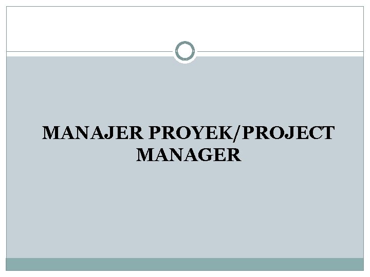 MANAJER PROYEK/PROJECT MANAGER 
