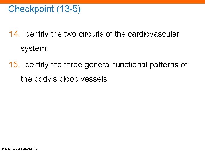 Checkpoint (13 -5) 14. Identify the two circuits of the cardiovascular system. 15. Identify