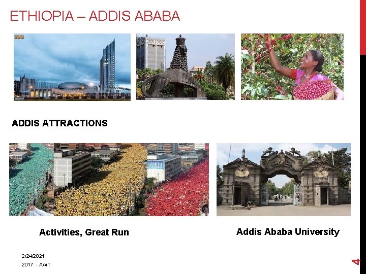 ETHIOPIA – ADDIS ABABA ADDIS ATTRACTIONS 2/24/2021 2017 - AAi. T Addis Ababa University ETHIOPIA – ADDIS ABABA ADDIS ATTRACTIONS 2/24/2021 2017 - AAi. T Addis Ababa University