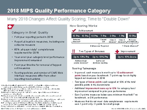 44 2018 MIPS Quality Performance Category Many 2018 Changes Affect Quality Scoring; Time to