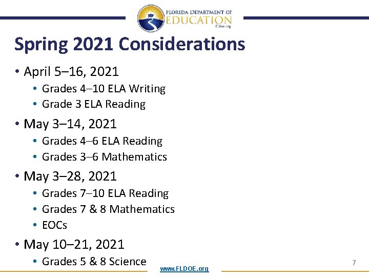 Spring 2021 Considerations • April 5– 16, 2021 • Grades 4– 10 ELA Writing