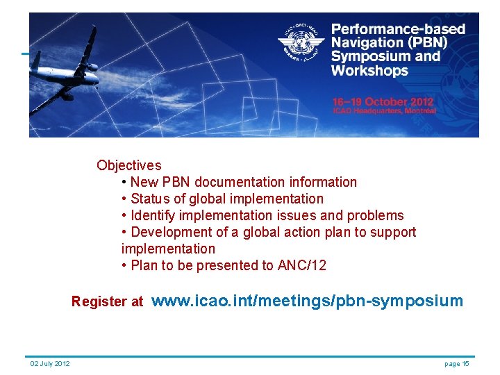 Objectives • New PBN documentation information • Status of global implementation • Identify implementation