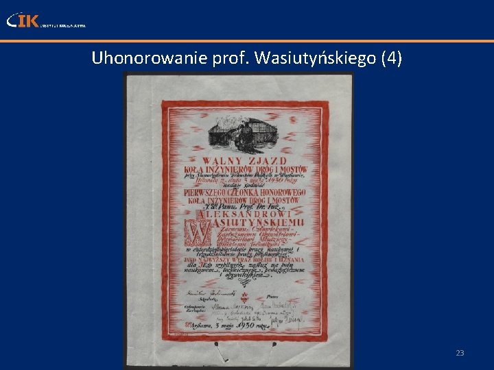 Uhonorowanie prof. Wasiutyńskiego (4) 23 