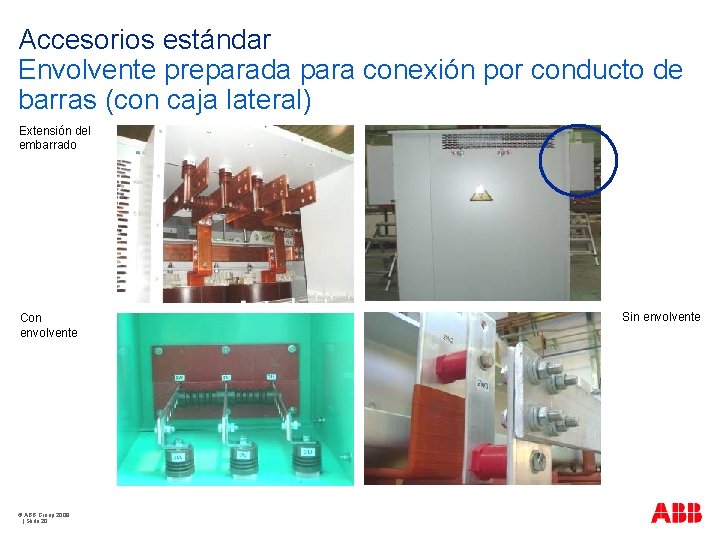 Accesorios estándar Envolvente preparada para conexión por conducto de barras (con caja lateral) Extensión