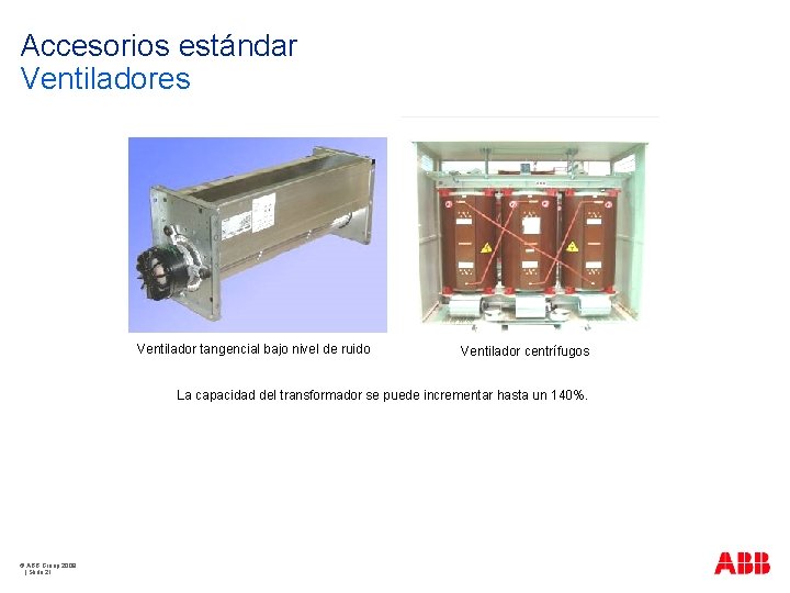 Accesorios estándar Ventiladores Ventilador tangencial bajo nivel de ruido Ventilador centrífugos La capacidad del