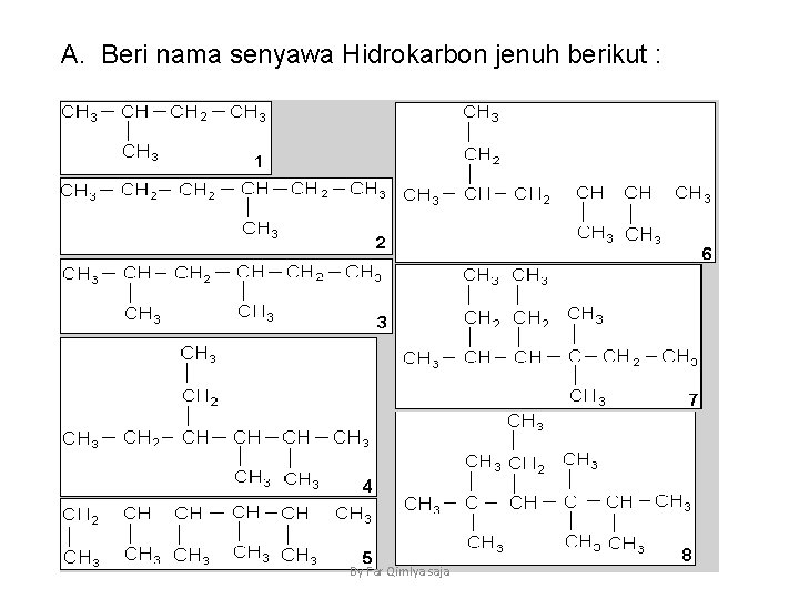 A. Beri nama senyawa Hidrokarbon jenuh berikut : By Far Qim. Iya saja 