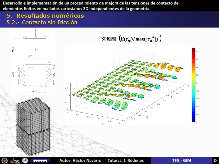 5. Resultados numéricos 5. 2. - Contacto sin fricción 20 