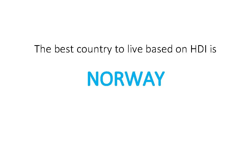 The best country to live based on HDI is NORWAY 