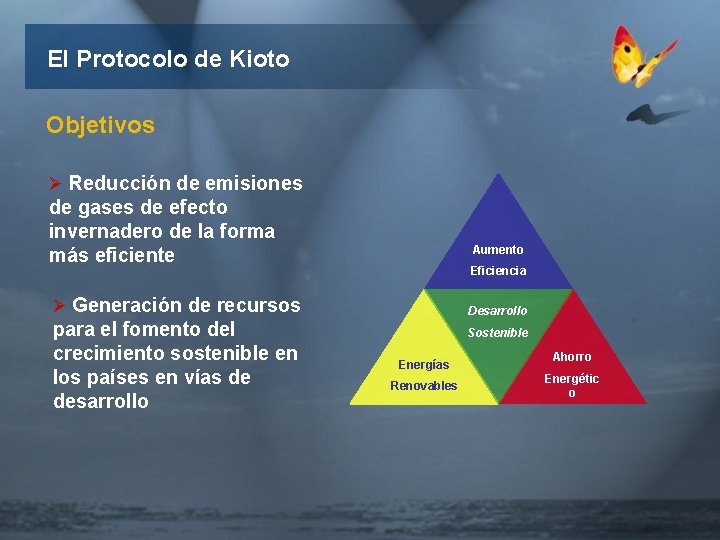 El Protocolo de Kioto Objetivos Ø Reducción de emisiones de gases de efecto invernadero