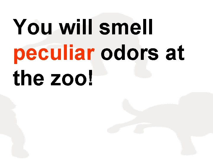 You will smell peculiar odors at the zoo! 