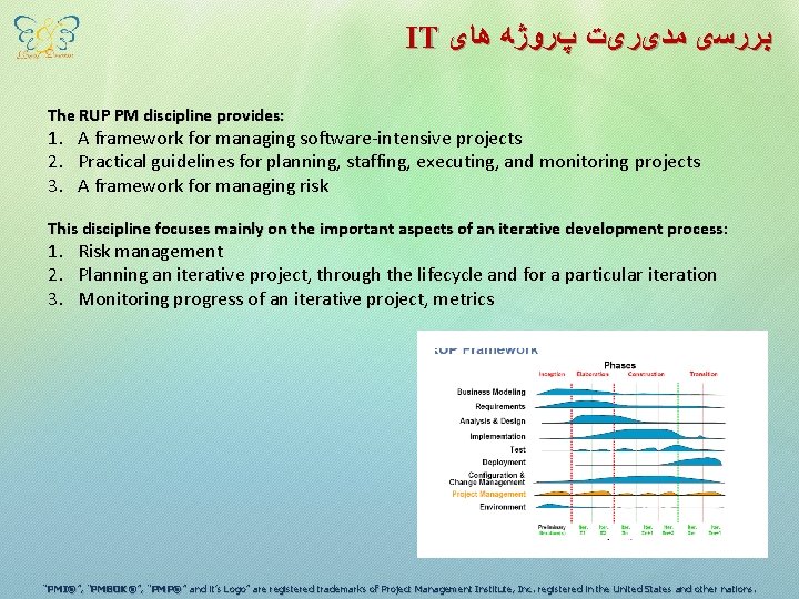 IT ﺑﺮﺭﺳی ﻣﺪیﺮیﺖ پﺮﻭژﻪ ﻫﺎی The RUP PM discipline provides: 1. A framework for