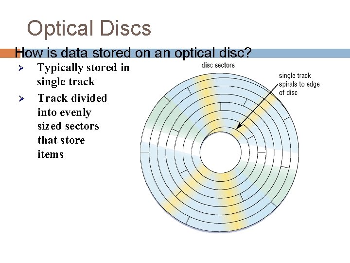 Optical Discs How is data stored on an optical disc? Ø Ø Typically stored