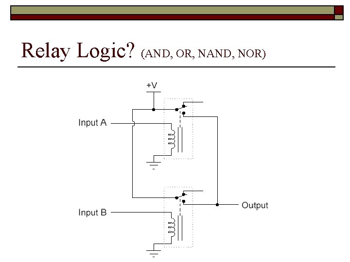 Relay Logic? (AND, OR, NAND, NOR) 