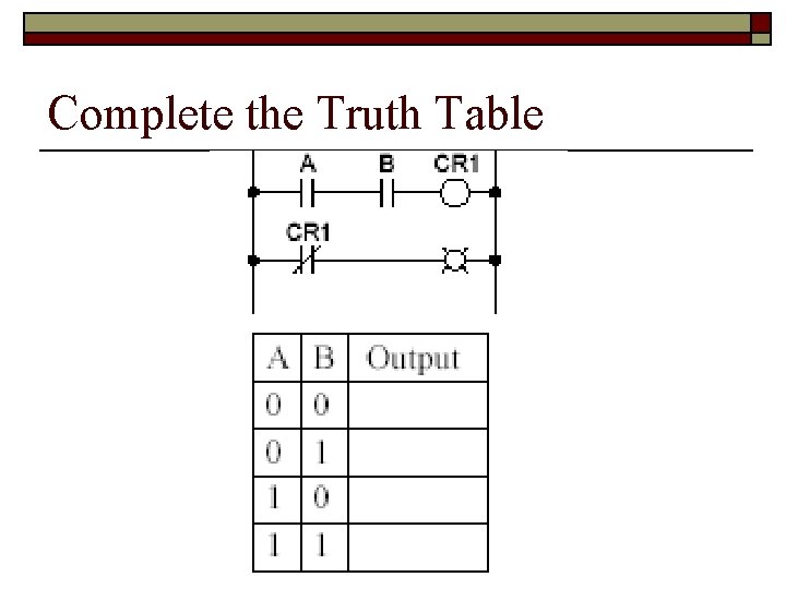 Complete the Truth Table 