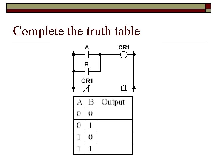 Complete the truth table 