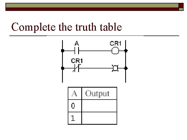 Complete the truth table 