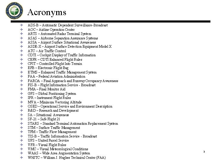 Acronyms Q Q Q Q Q Q Q Q ADS-B – Automatic Dependent Surveillance-Broadcast