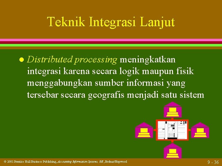 Teknik Integrasi Lanjut l Distributed processing meningkatkan integrasi karena secara logik maupun fisik menggabungkan