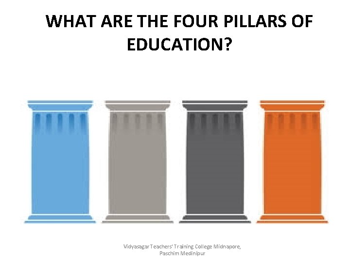 WHAT ARE THE FOUR PILLARS OF EDUCATION? Vidyasagar Teachers' Training College Midnapore, Paschim Medinipur