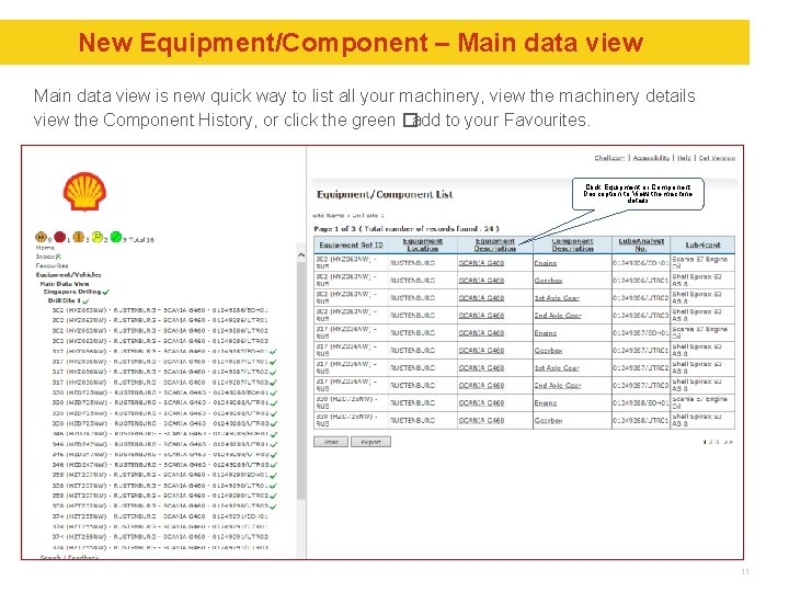 New Equipment/Component – Main data view is new quick way to list all your